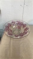 12” glass floral bowl
