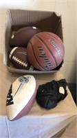 4 Football basketball with baseball mit