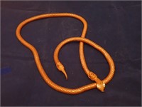 Vtg Whiting & Davis Copper Snake Necklace Rhinestn