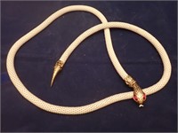 Vtg Whiting & Davis Cream Snake Necklace Rhineston