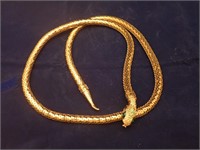 Vtg Whiting & Davis Gold Snake Necklace Rhinestone