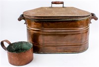 Antique Copper Tub w/Lid & Antique Copper Pot