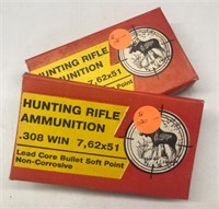 (2) Hunting Rifle .308 Win 20 Cartridges Ea.