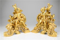 Pair of French ormolu bronze figural chenets
