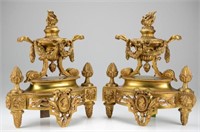 Classical French 19th C Empire style chenets