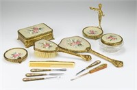 11 piece gilt metal vanity set