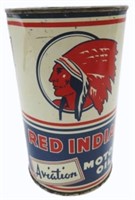 RED INDIAN AVIATION MOTOR OIL IMPERIAL QUART CAN