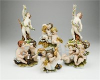 Six Naples Capodimonte porcelain figures