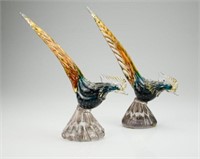 Pair of Italian Murano glass birds