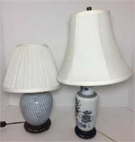 Two Ceramic Asian Style Bedroom Lamps