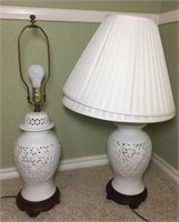 Two Ceramic Asian Table Lamps