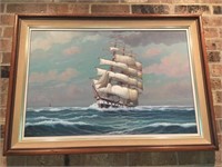 Liegl Signed Oil on Board Sailing Ship