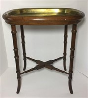 Oval Wood Tray Table with Raised Edge