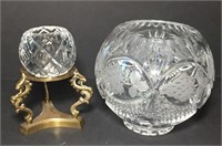 Crystal Rose Bowl with Disc Foot