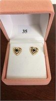Yellow gold sapphire heart earrings comes with