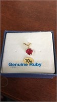 Genuine ruby and topaz heart pendant comes with