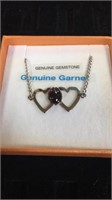 Garnet double heart necklace