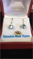 10k yellow gold blue topaz earrings