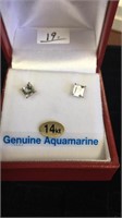 14k yellow gold aquamarine stud earrings comes