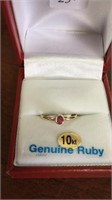 Yellow gold ruby ring size 3