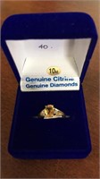 Yellow gold citrine and diamond ring size 6