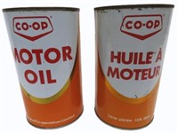 2 CO-OP MOTOR OIL QUART CANS