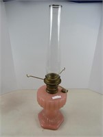 24" PINK GLASS ALADDIN OIL LAMP