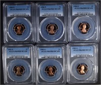 6 PROOF LINCOLN CENTS PCGS PR-69DCAM RD