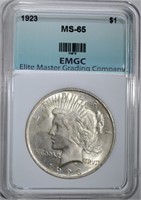 1923 PEACE DOLLAR EMGC GEM BU