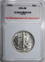 1943 WALKING LIBERTY HALF DOLLAR, TDCS GEM BU