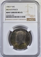 1983-P MINT ERROR KENNEDY HALF DOLLAR NGC MS-65