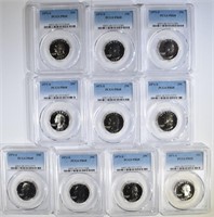 LOT OF 10-1971-S WASHINGTON QUARTERS, PCGS PR-68