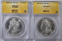 ANACS MORGAN DOLLARS: 1879-S MS-61, 80-S MS-60