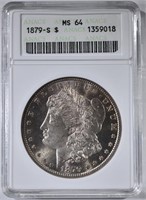 1879-S MORGAN DOLLAR, ANACS MS-64