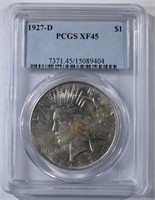 1927-D PEACE DOLLAR, PCGS XF-45