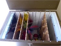 Wood tackle box w/ contents