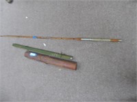 Vintage bamboo rod (1 tip broken) w/ case