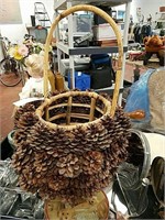 Pine Cone and bamboo basket