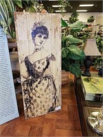 Vintage woman  painting on wood