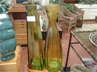 Pair of yellow glass vases
