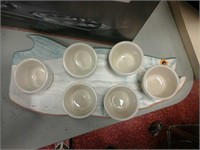 Fish serving tray w/6 bowls