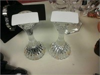 Pair of crystal baccarat candleholders