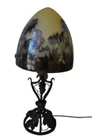 Galle Signed Cameo Glass Lamp 23" High!