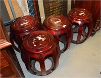 Set of 4 Chinese drum form stools,