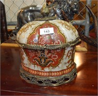 Ornate French style lidded ceramic pot