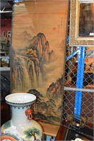 Chinese scroll featuring waterfall motif,