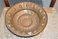 Large Eastern hand made copper basin,