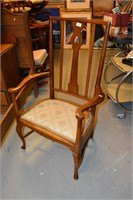 Vintage carved maple open armchair,