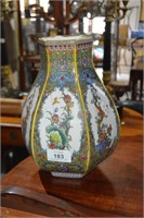 Chinese vase, hexagonal baluster shape with