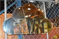 Original art deco fan wall mirror, 86cm L